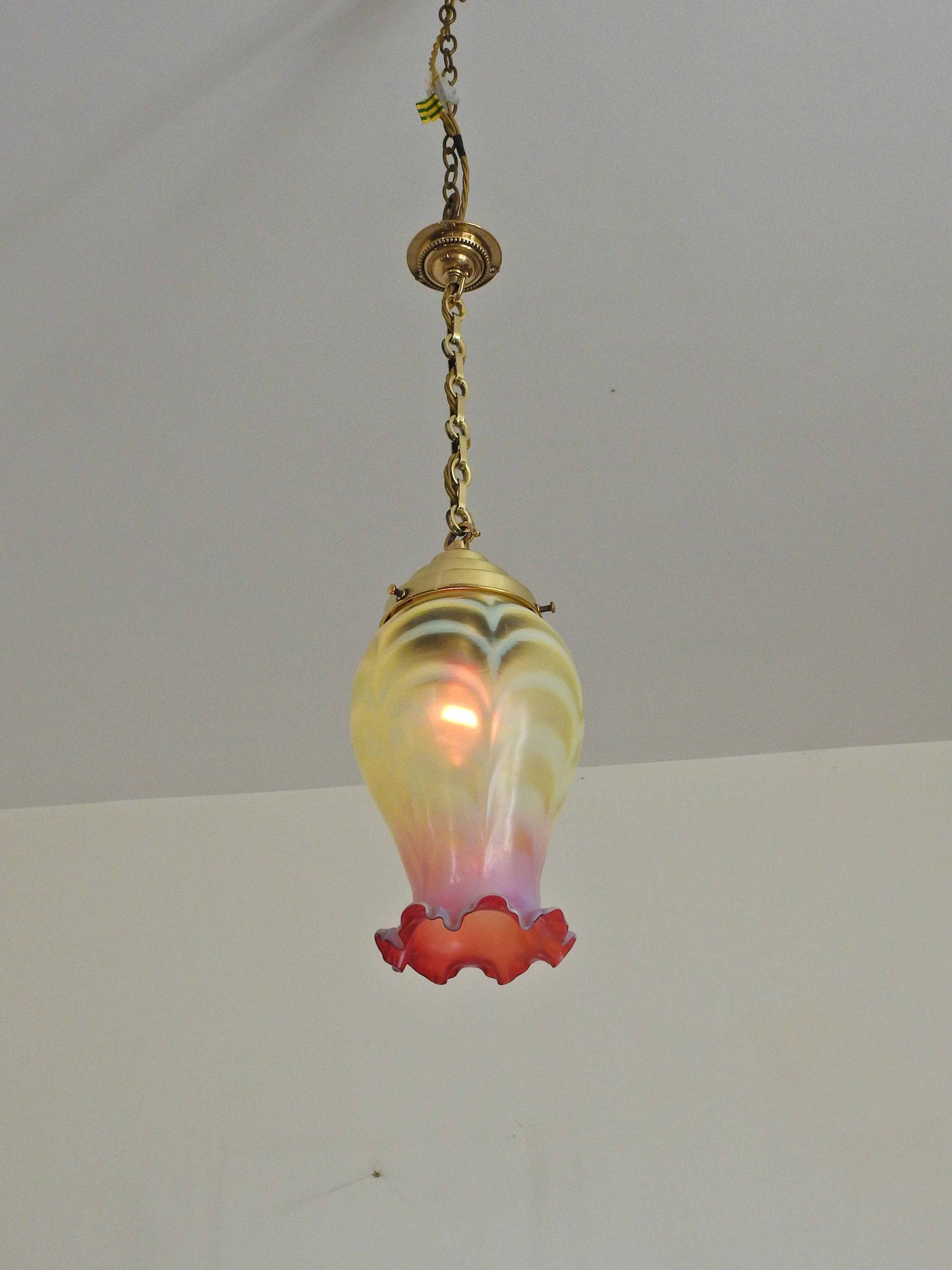 Attributed Thomas Webb & Sons | Large Vaseline-glass Lampshade | England c.1900 - Image 3