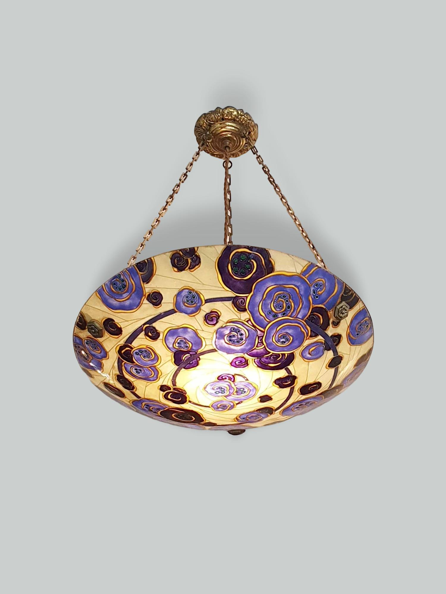 Loys Lucha, Paris | Polychrome-Enamelled Plafonnier | France c.1930 | SOLD