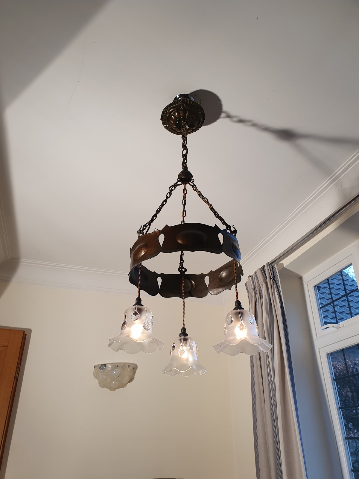 Style of Jesson, Birkett & Co. (Faulkner Bronze Co.) | Arts & Crafts Chandelier | England c.1900 - Image 5