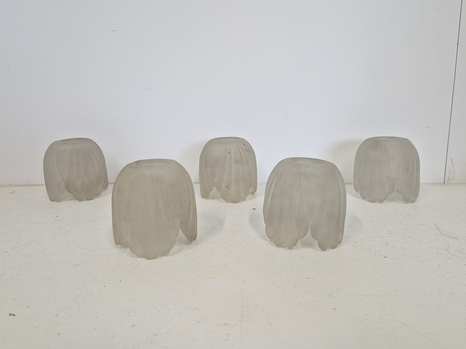 Unsigned | 5 Minature Frosted Lampshades | English c.1900