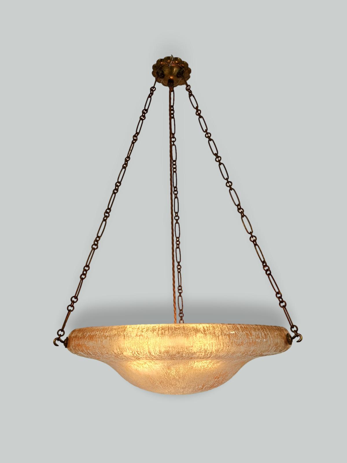 Daum Frères, Nancy | Monumental "Bark" Textured Art Deco Plafonnier | France c.1930 | SOLD