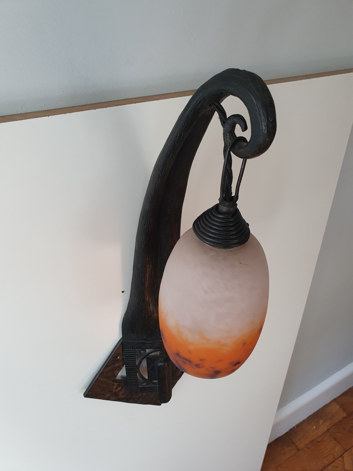 Verrerie D’art Degué | 2 Wrought-iron Wall Lights | France c.1925 | SOLD - Image 7