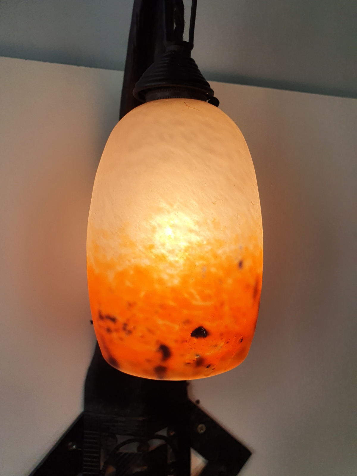 Verrerie D’art Degué | 2 Wrought-iron Wall Lights | France c.1925 | SOLD - Image 8