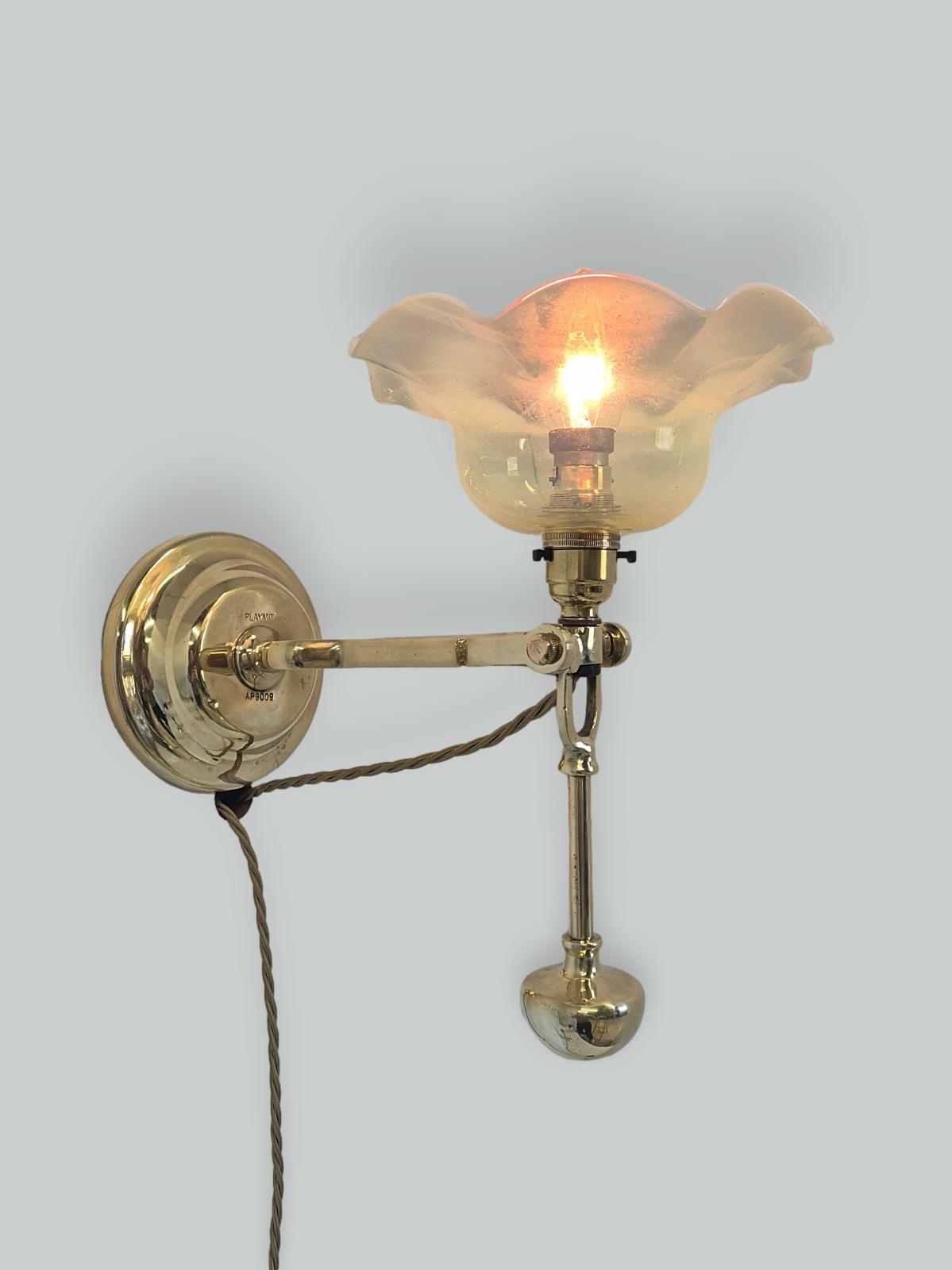 Playmit | 2 x Pairs (4) Cast Brass "Gimbal" Table or Wall Lamps | England c.1915