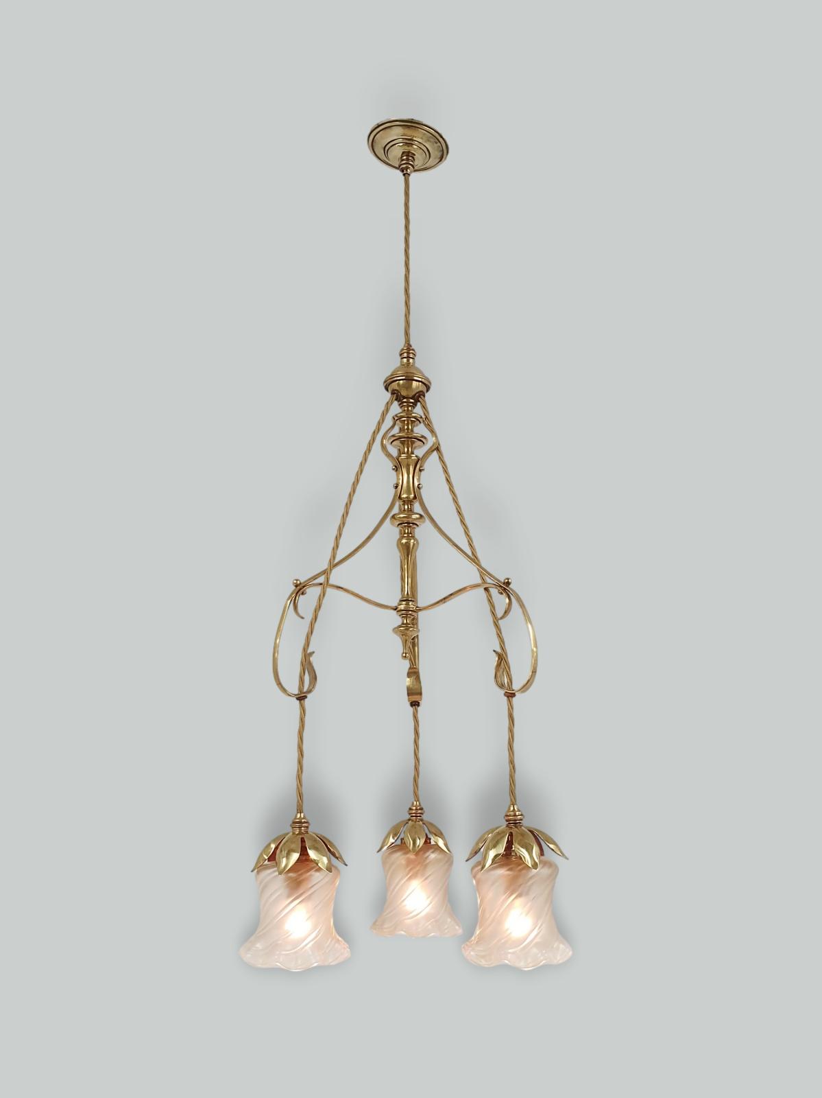 W.A.S Benson, London | 3 Branch Arts & Crafts Ceiling Light | England c.1900 | SOLD