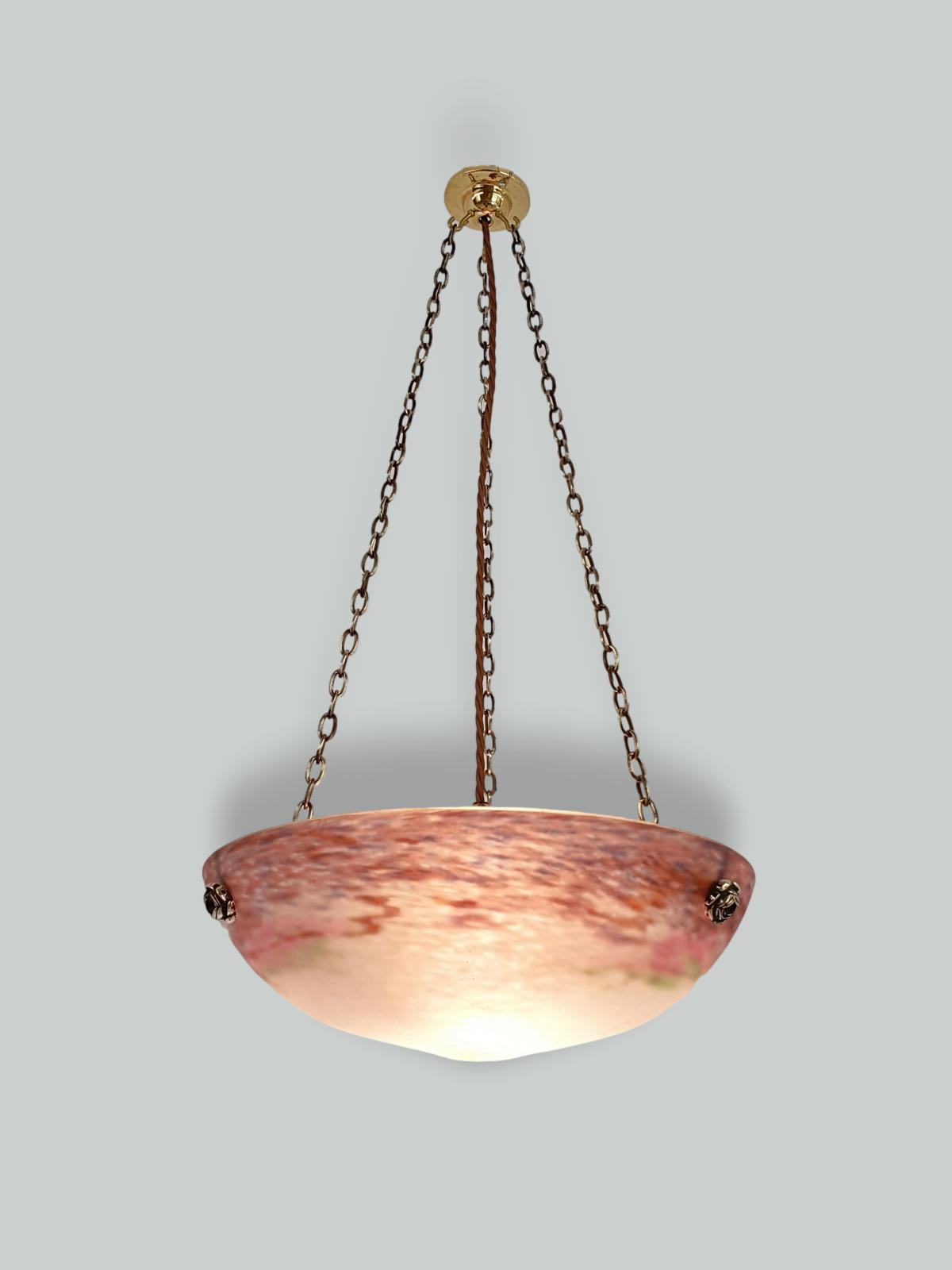 Muller Frères, Luneville | Pate-de-verre Plafonnier | France c.1925 | SOLD