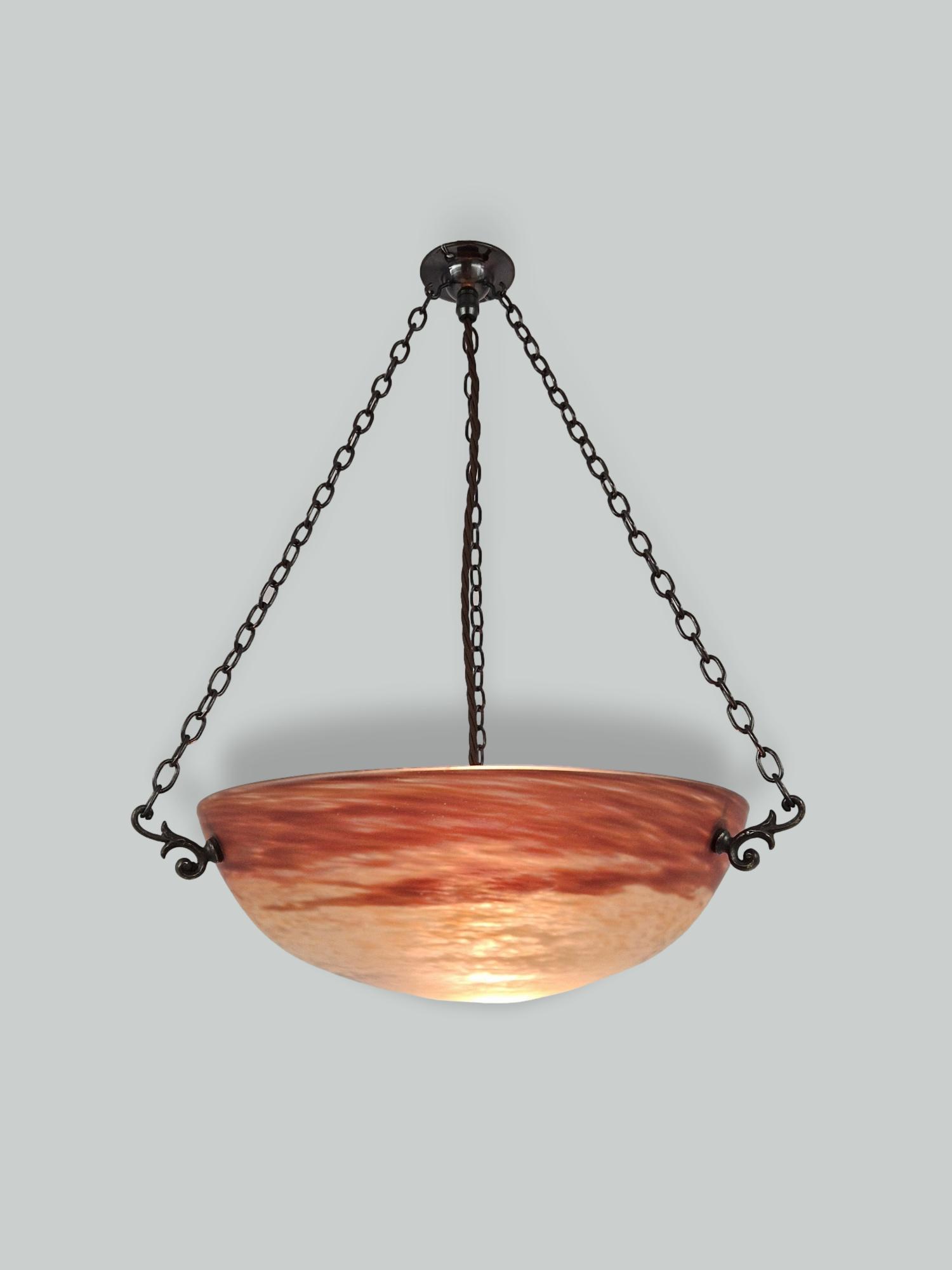 Muller Frères, Luneville | Pate-de-verre Plafonnier | France c.1925 | SOLD