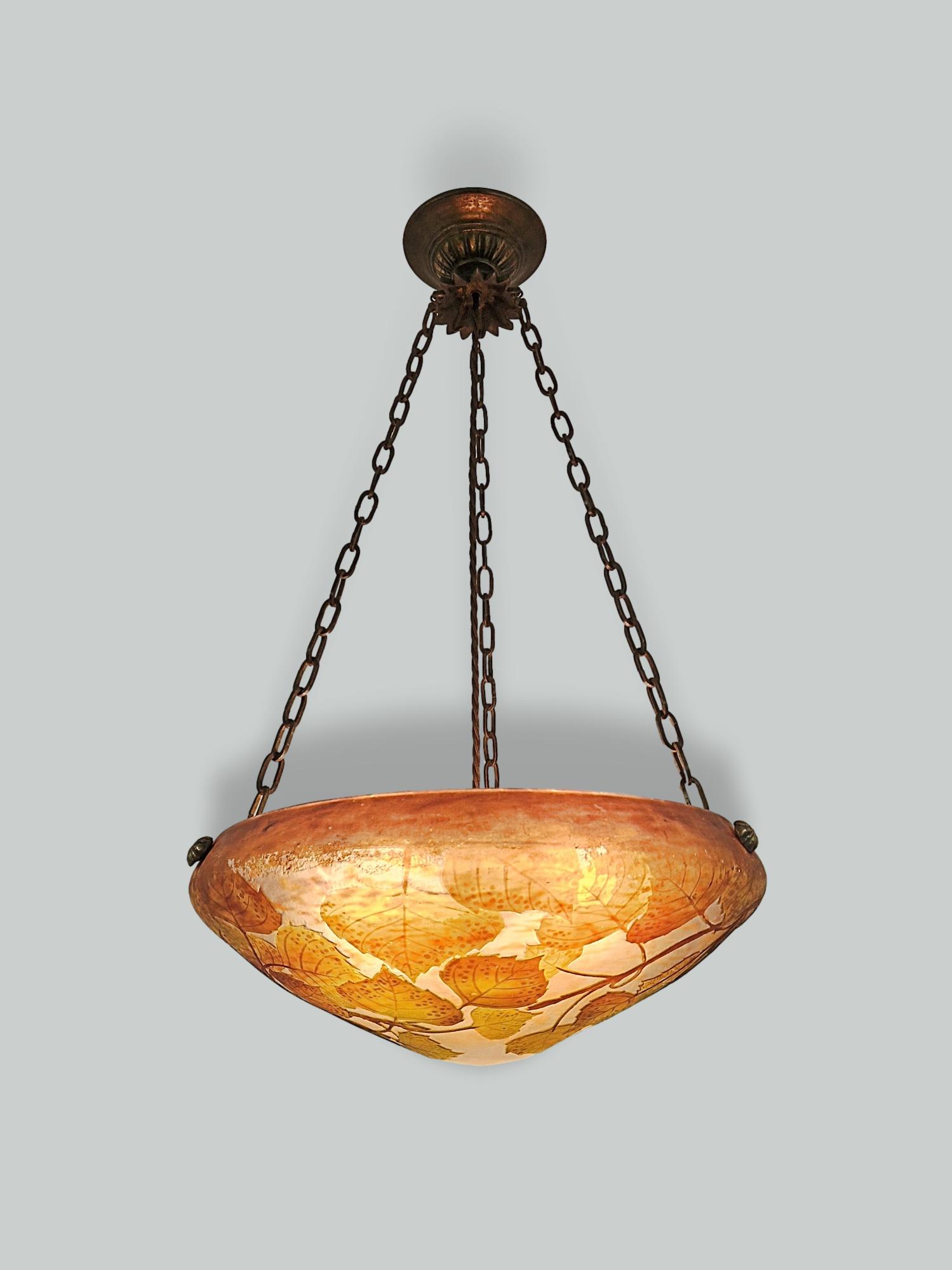 Daum Frères, Nancy | Cameo-Glass Plafonnier | France c.1910-20 | SOLD