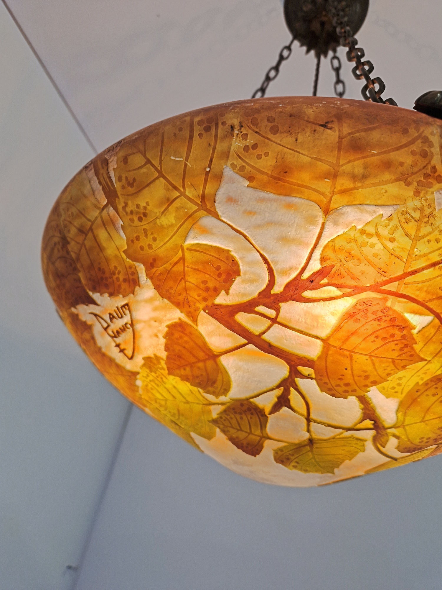 Daum Frères, Nancy | Cameo-Glass Plafonnier | France c.1910-20 | SOLD - Image 9