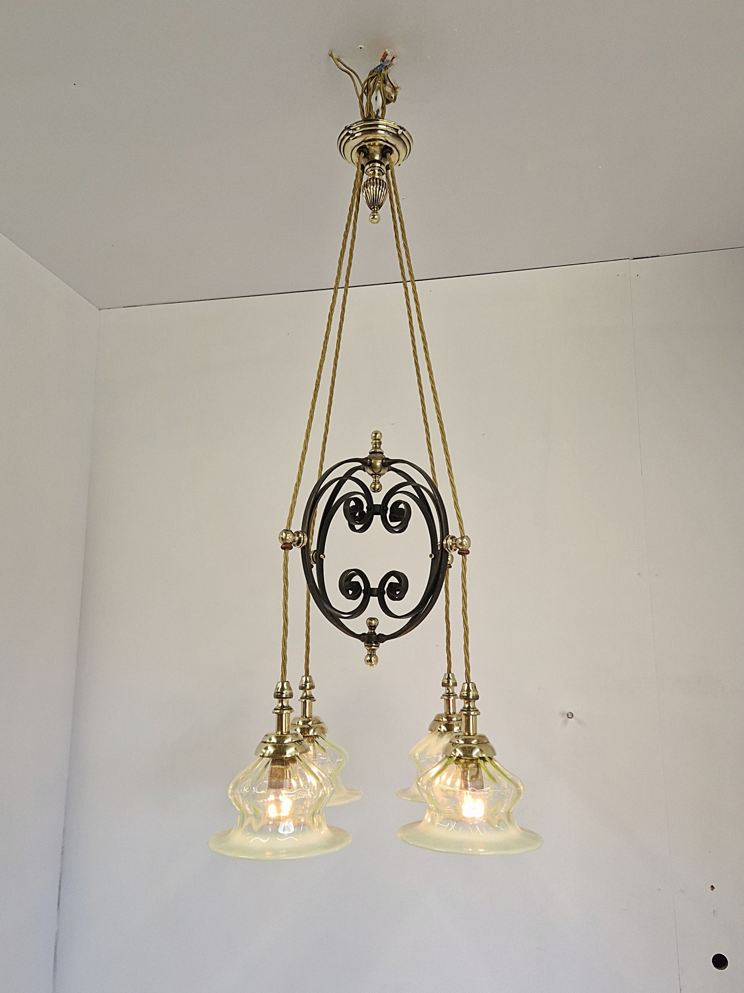 Attributed Harry Powell for James Powell & Sons (Whitefriars) | Arts & Crafts Electrolier | England c.1900 - Image 2