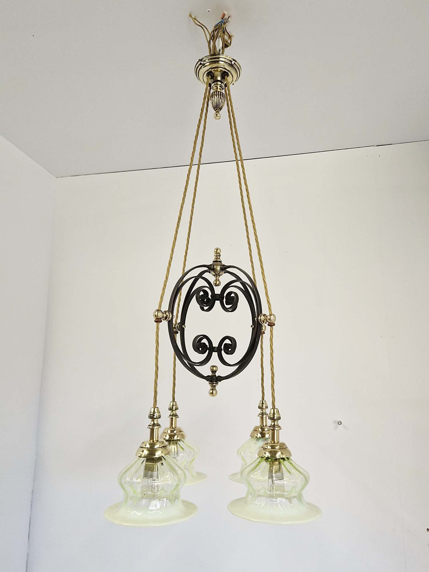 Attributed Harry Powell for James Powell & Sons (Whitefriars) | Arts & Crafts Electrolier | England c.1900 - Image 3