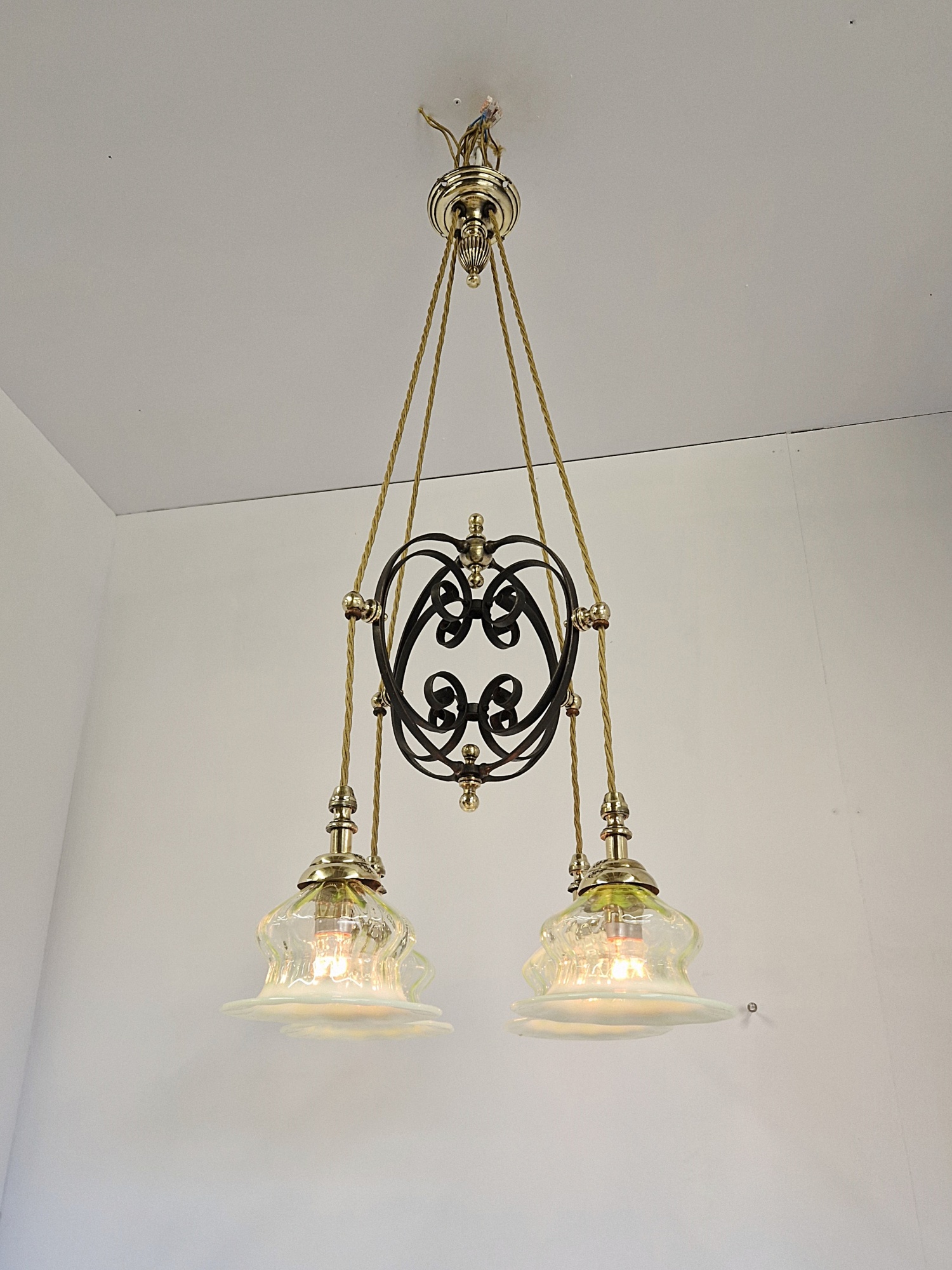 Attributed Harry Powell for James Powell & Sons (Whitefriars) | Arts & Crafts Electrolier | England c.1900 - Image 4