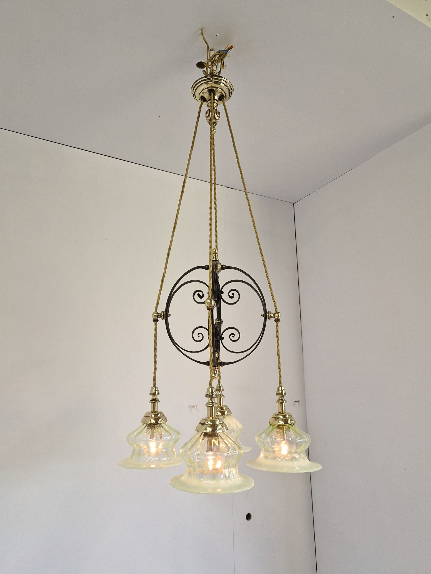 Attributed Harry Powell for James Powell & Sons (Whitefriars) | Arts & Crafts Electrolier | England c.1900 - Image 6