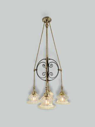 Attributed Harry Powell for James Powell & Sons (Whitefriars) | Arts & Crafts Electrolier | England c.1900