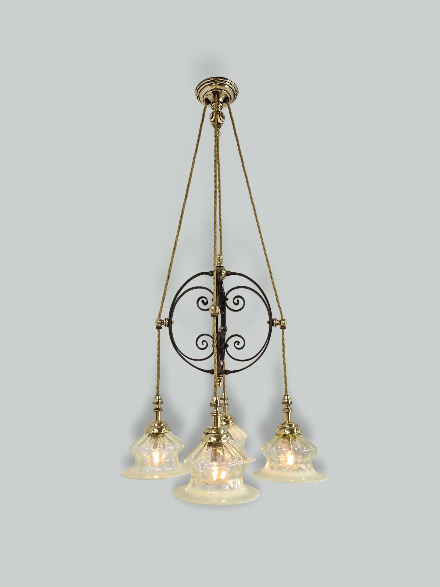 Attributed Harry Powell for James Powell & Sons (Whitefriars) | Arts & Crafts Electrolier | England c.1900