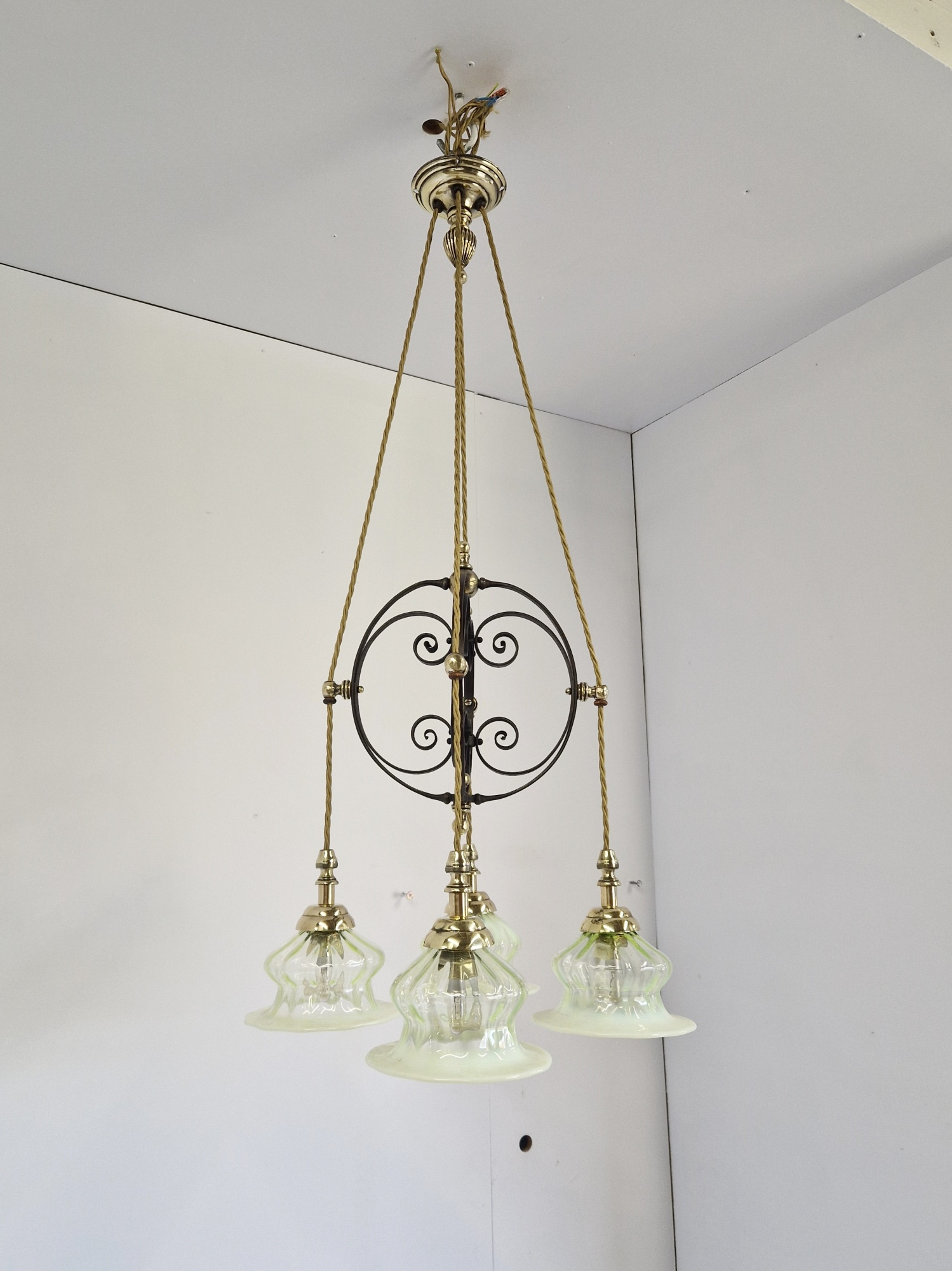 Attributed Harry Powell for James Powell & Sons (Whitefriars) | Arts & Crafts Electrolier | England c.1900 - Image 7