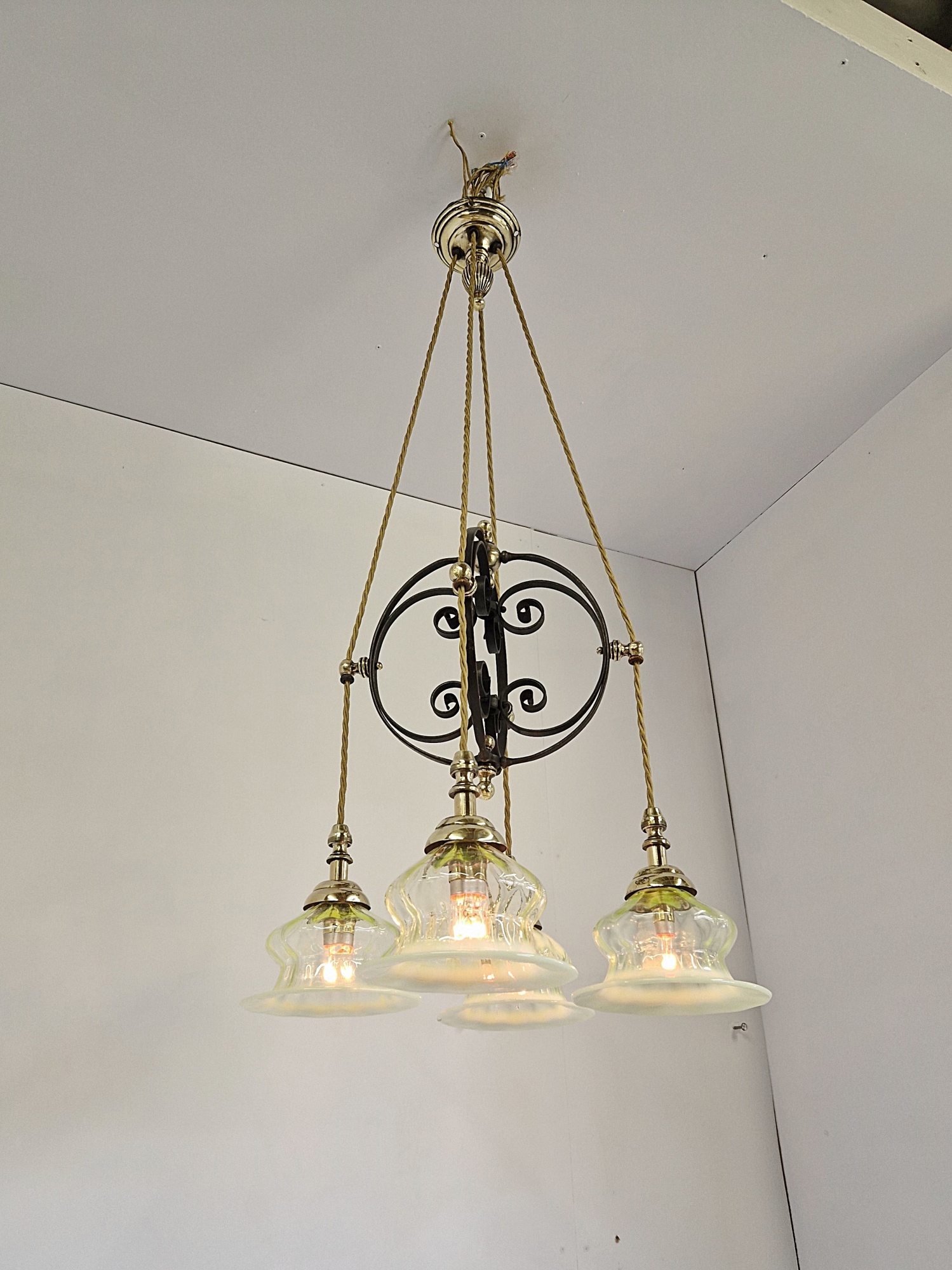 Attributed Harry Powell for James Powell & Sons (Whitefriars) | Arts & Crafts Electrolier | England c.1900 - Image 8