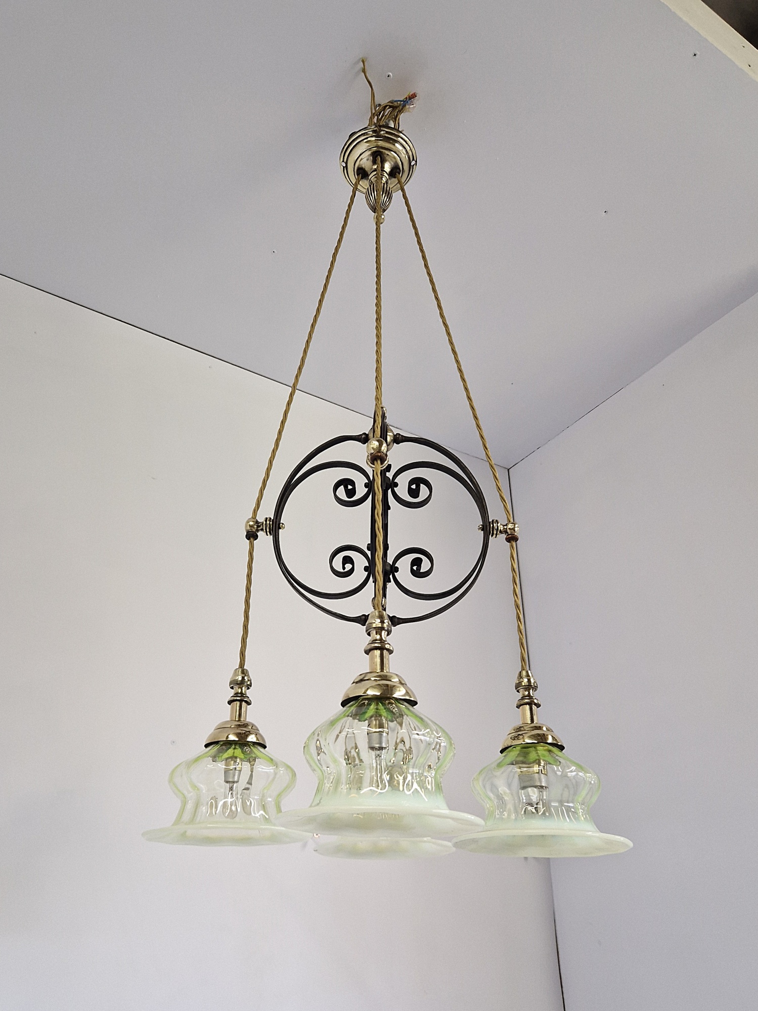 Attributed Harry Powell for James Powell & Sons (Whitefriars) | Arts & Crafts Electrolier | England c.1900 - Image 9