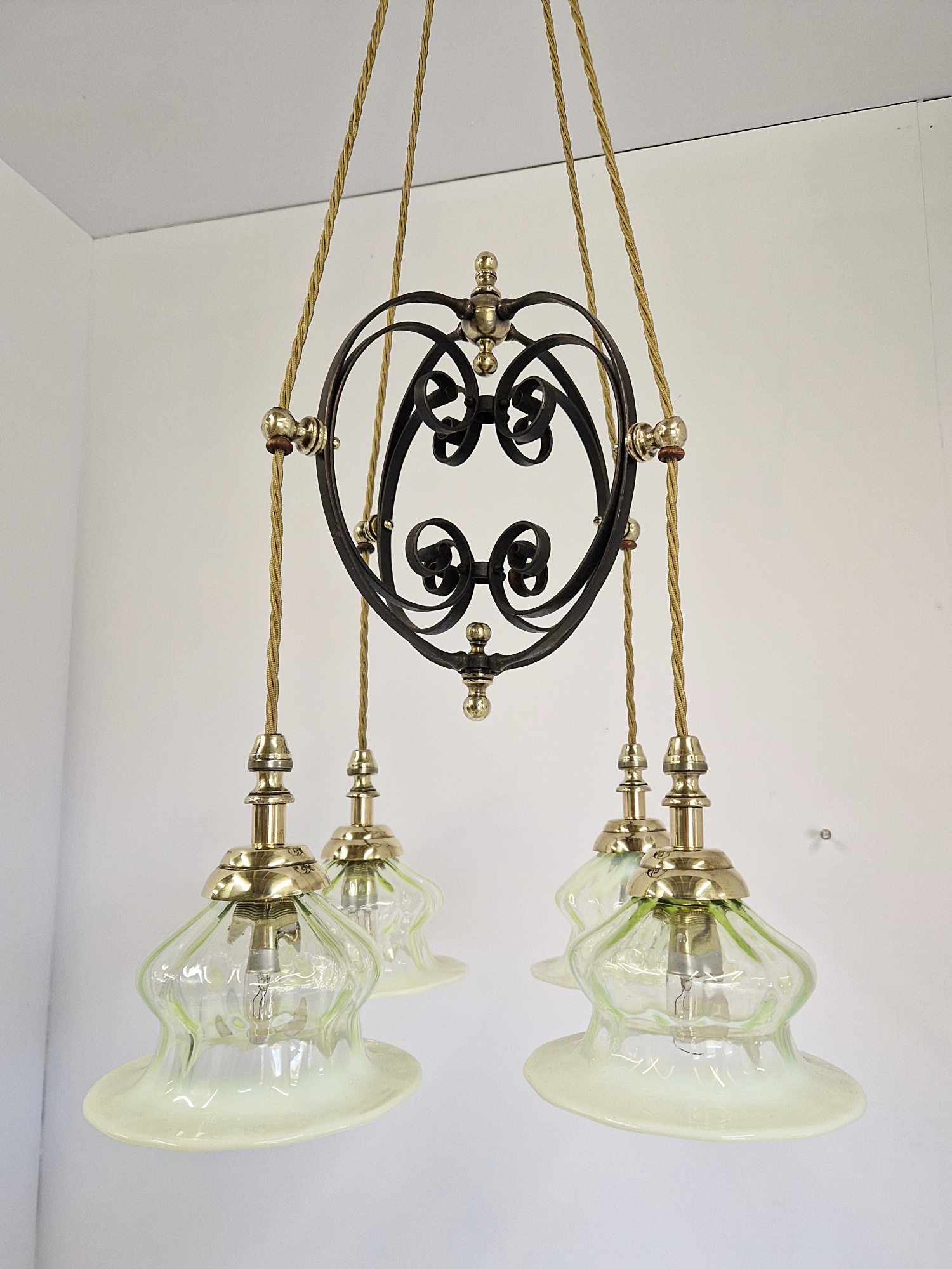 Attributed Harry Powell for James Powell & Sons (Whitefriars) | Arts & Crafts Electrolier | England c.1900 - Image 10