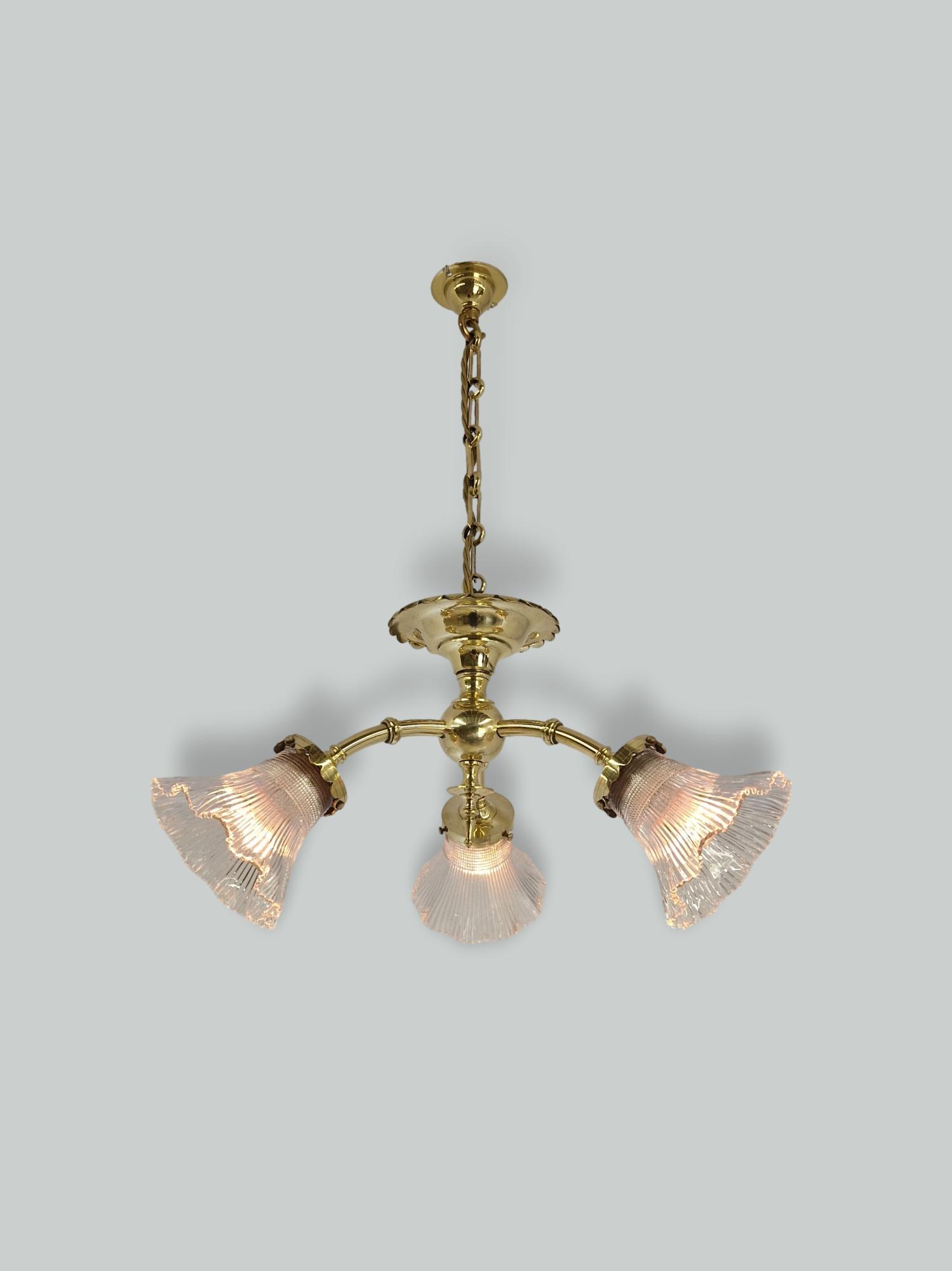 Unsigned | Small Cast Brass Ceiling Light | France c.1910-25