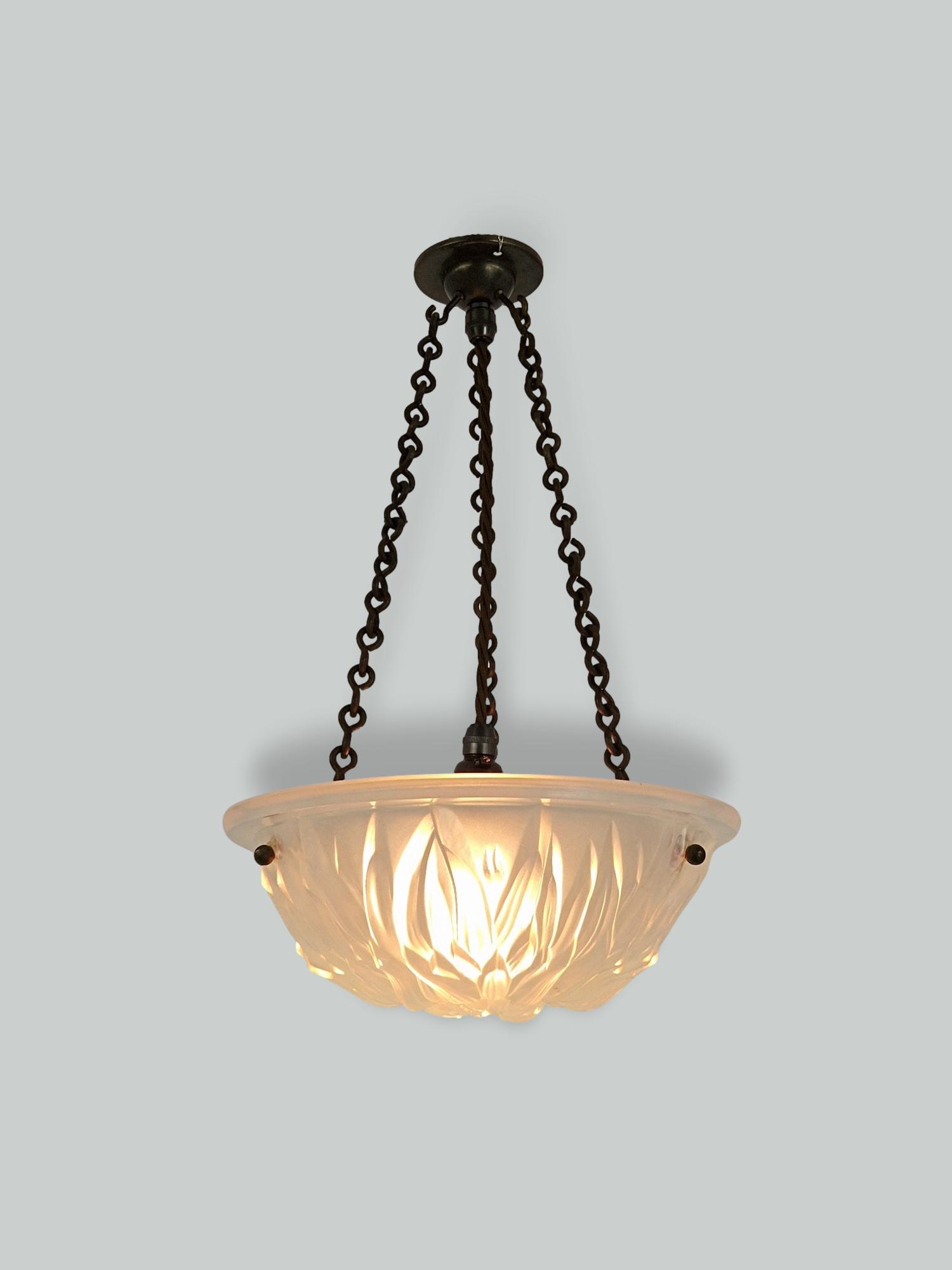 Style of René Lalique | Petite "Opalescent" Plafonnier | France c.1930 | SOLD