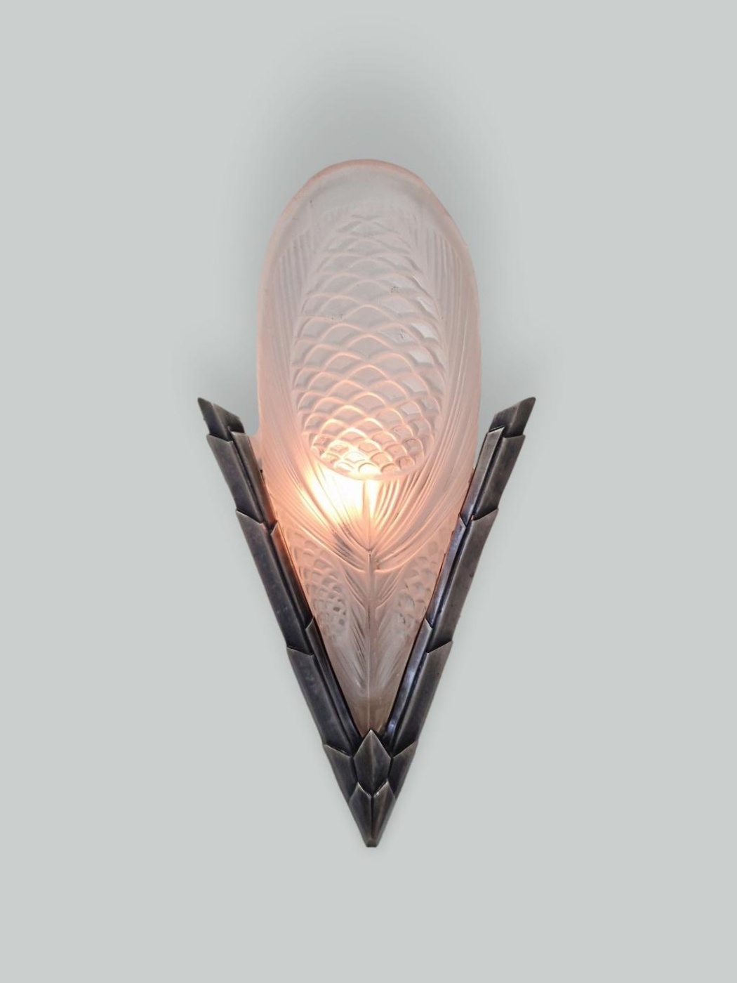 Verrerie D’art Degué | 2 Frosted Art Deco Wall lights | France c.1930