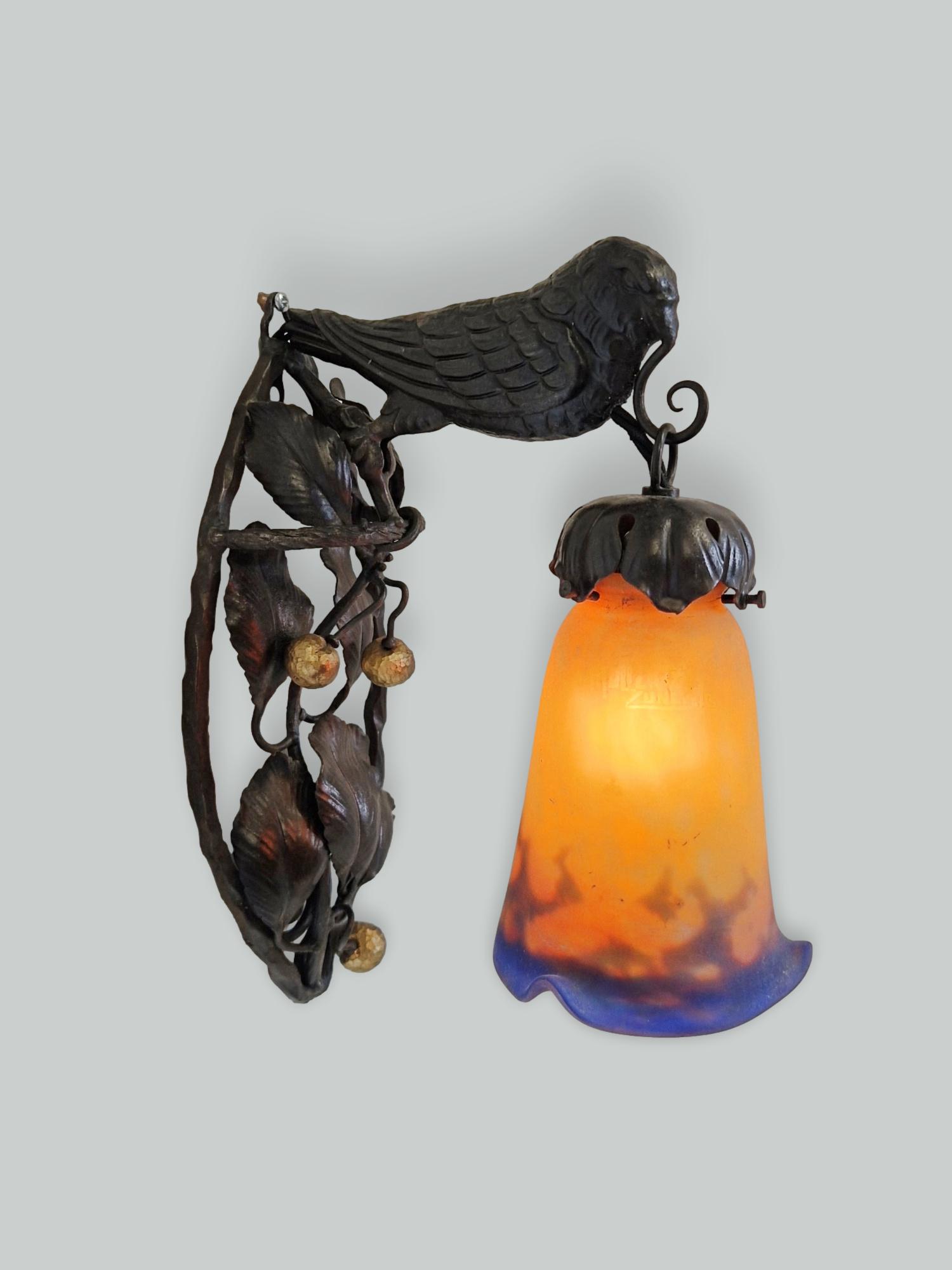 Muller Frères, Luneville | 2 Oiseaux Wall Lights | France c.1925 | SOLD