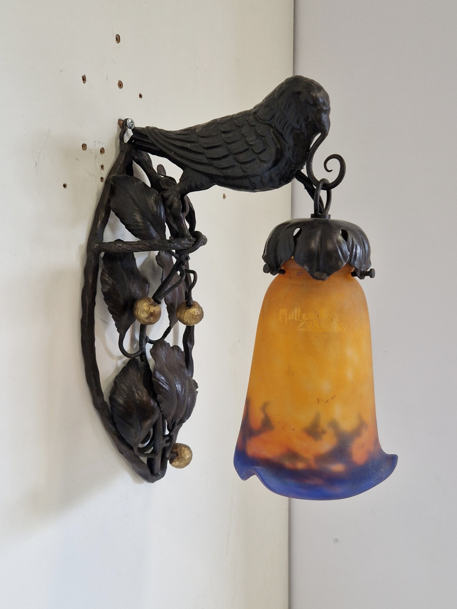 Muller Frères, Luneville | 2 Oiseaux Wall Lights | France c.1925 | SOLD - Image 2