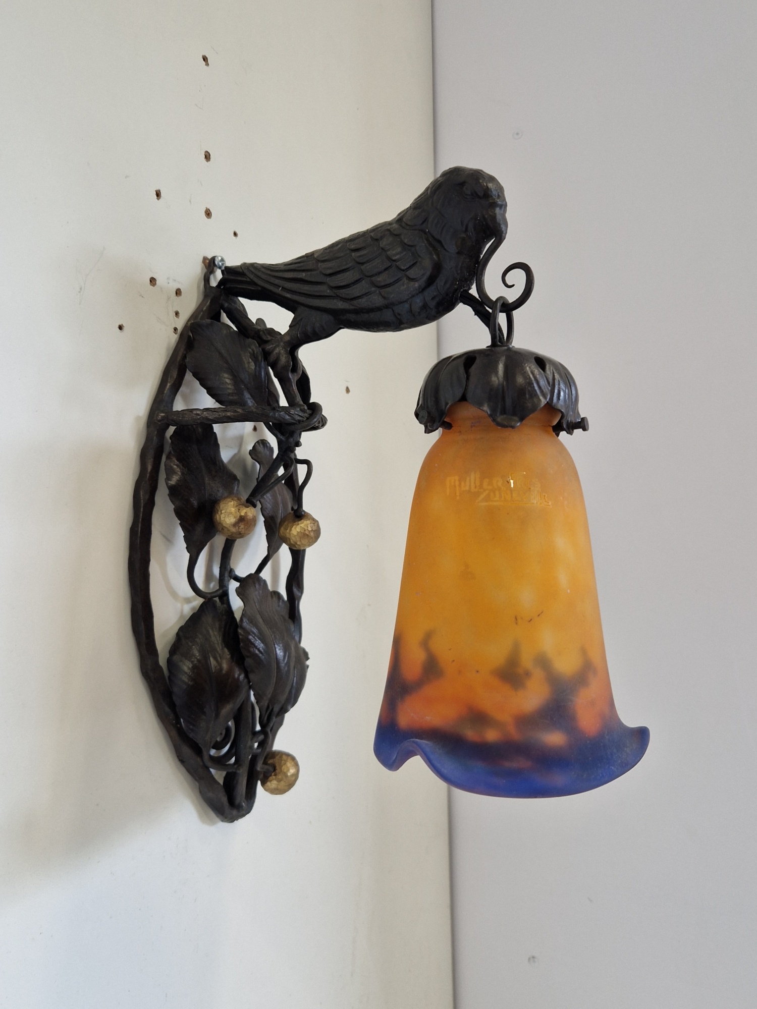 Muller Frères, Luneville | 2 Oiseaux Wall Lights | France c.1925 | SOLD - Image 4