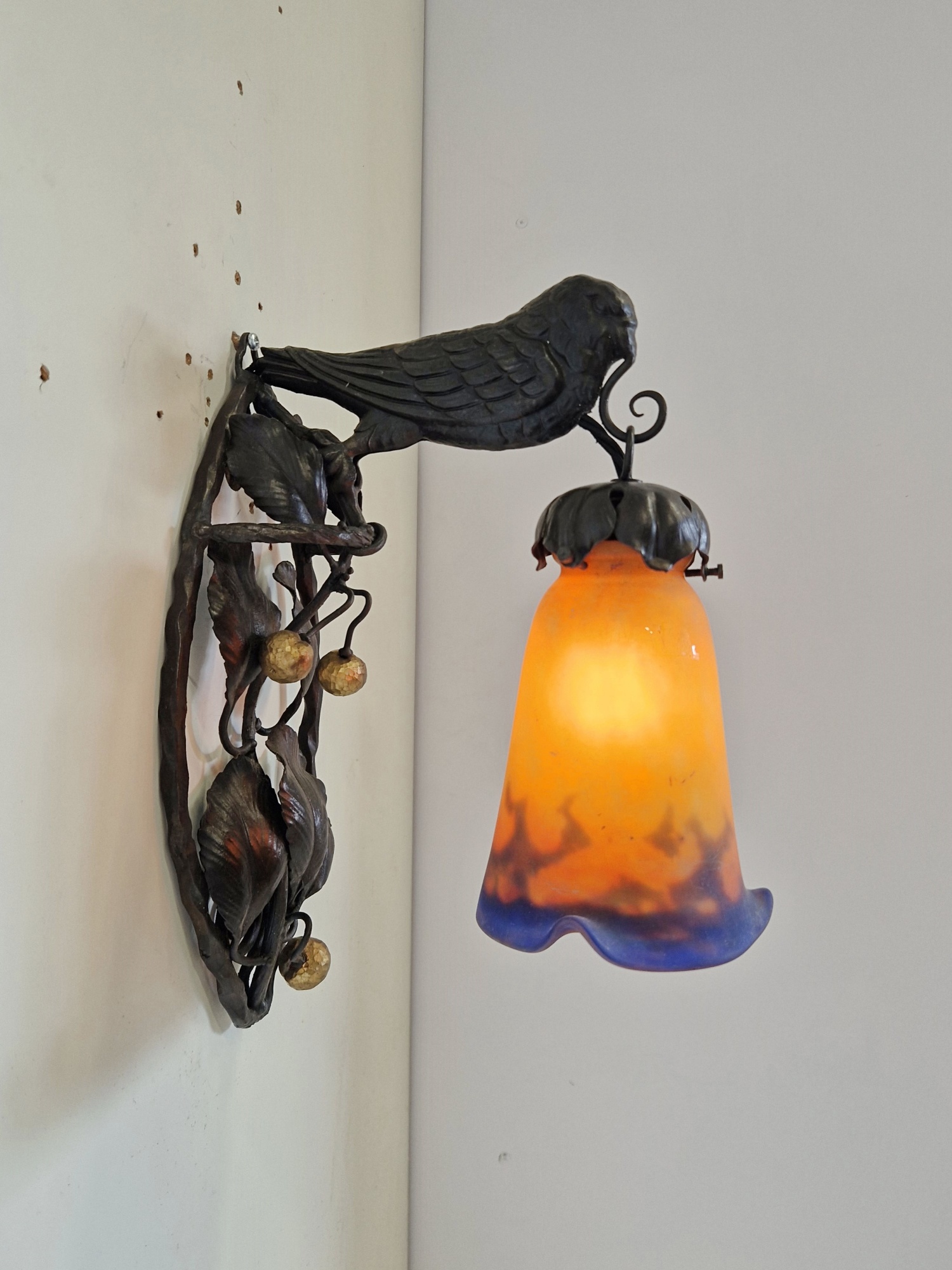 Muller Frères, Luneville | 2 Oiseaux Wall Lights | France c.1925 | SOLD - Image 5