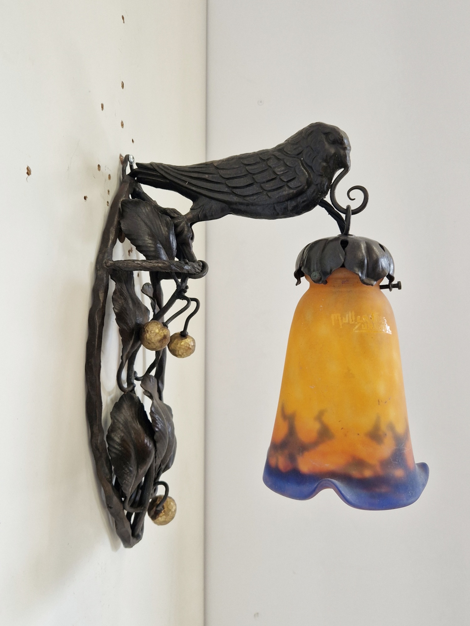 Muller Frères, Luneville | 2 Oiseaux Wall Lights | France c.1925 | SOLD - Image 6