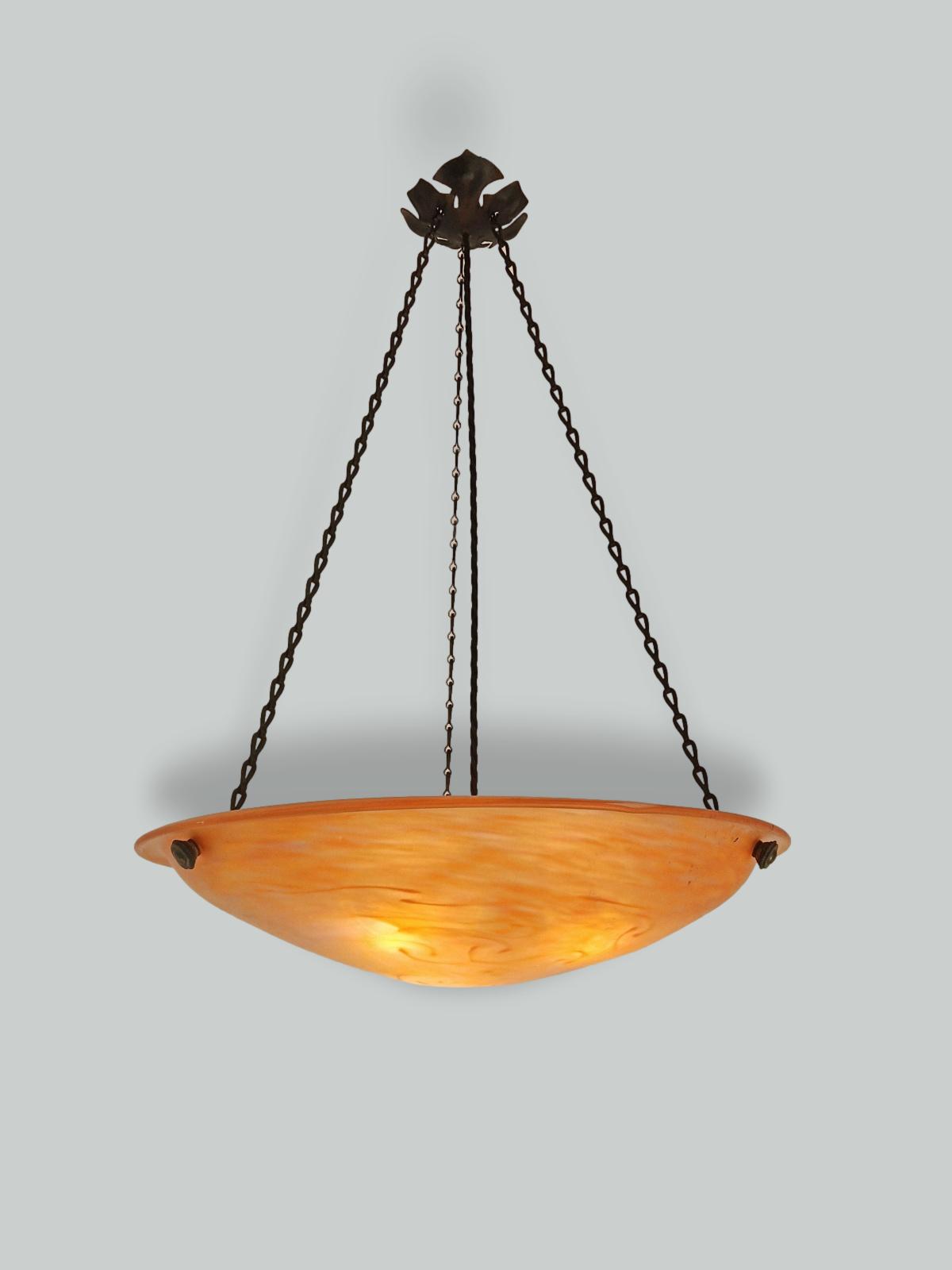 Verreries Charles Schneider |  Large Pate-de-verre Plafonnier | France c.1930 | SOLD