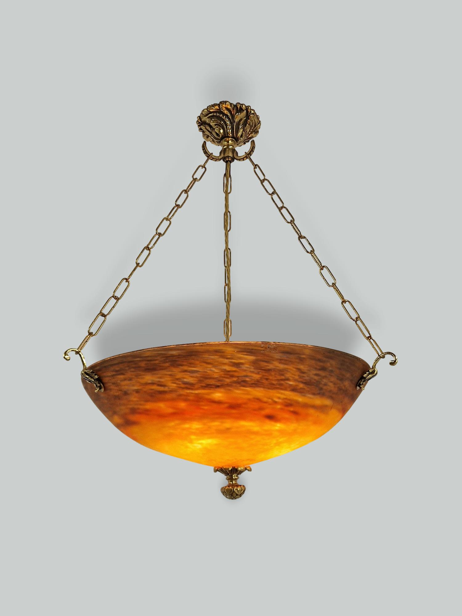 Muller Frères, Luneville | Large Pate-de-verre Plafonnier | France c.1920 | SOLD