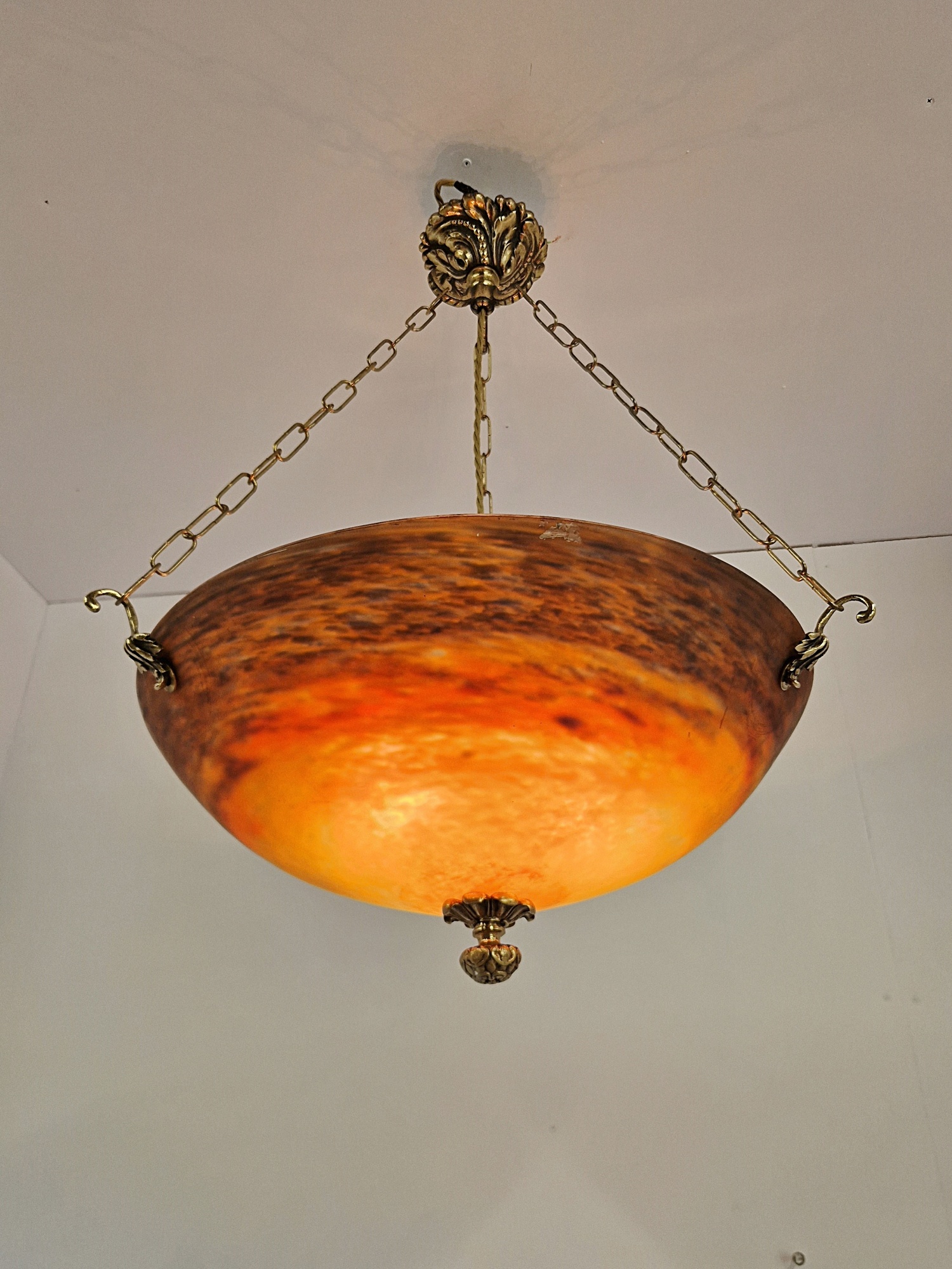 Muller Frères, Luneville | Large Pate-de-verre Plafonnier | France c.1920 | SOLD - Image 4