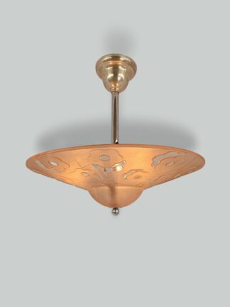 Verrerie D'art Degué | Pink Art Deco Plafonnier | France c.1935