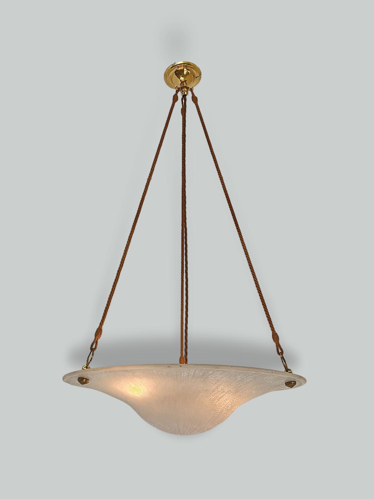 Daum Frères, Nancy | Acid-etched Art Deco Plafonnier | France c.1925 | SOLD