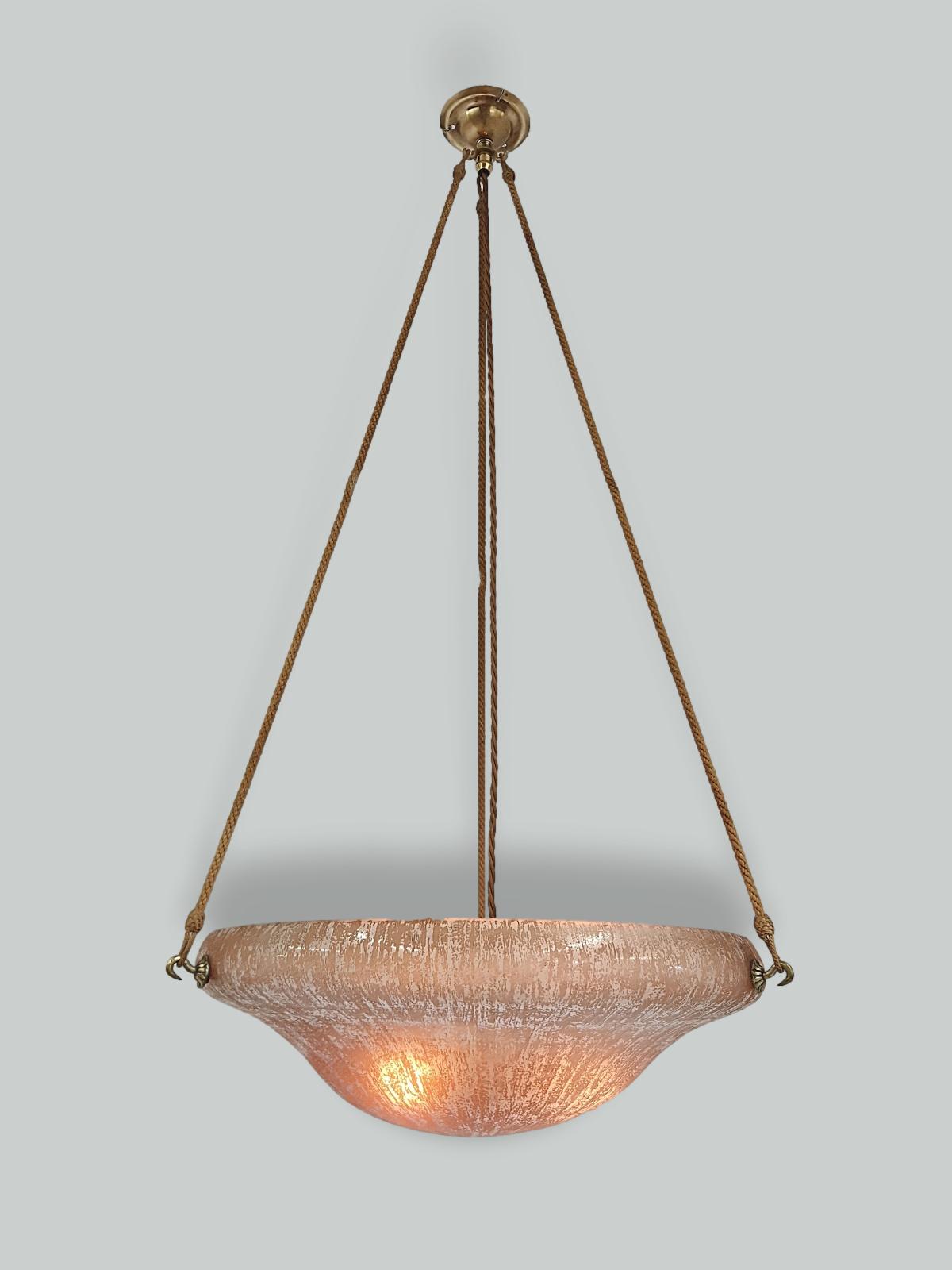 Daum Frères, Nancy | "Bark" Textured Art Deco Plafonnier | France c.1925 | SOLD