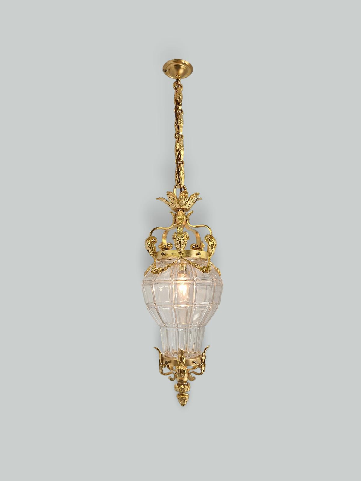 Attributed Escaré & Danelle | Large Gilded "Versailles" Prism Lantern | England Early c.20th