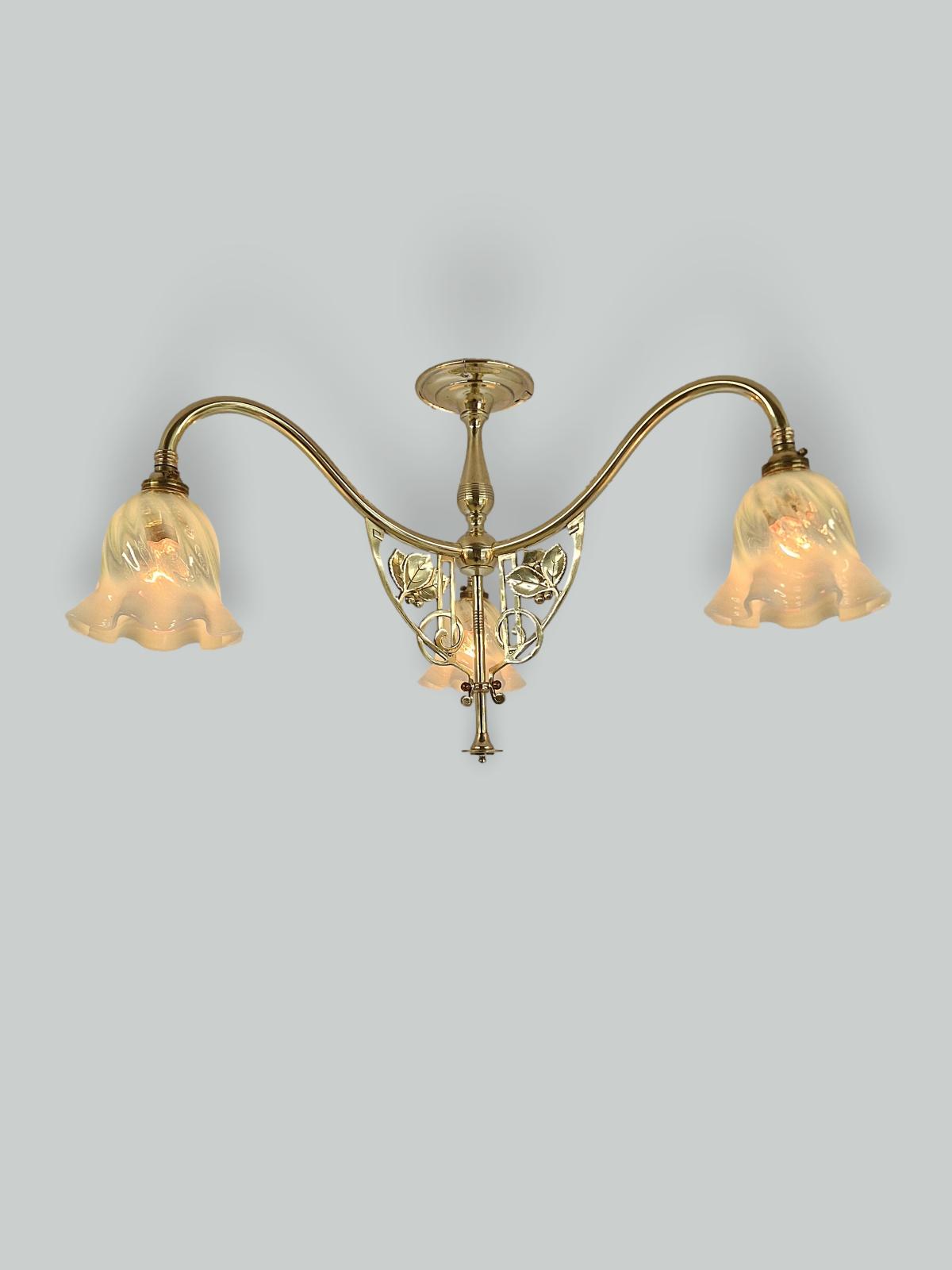 Style of Meynell & Sons, Wolverhampton | Small Art Nouveau 3 Branch Ceiling Light | England c.1910 | SOLD