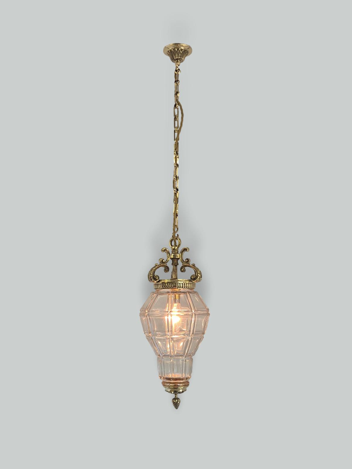 Style of Escaré & Danelle | 2 Brass 'Versailles' Prism Lanterns | England Early c.20th