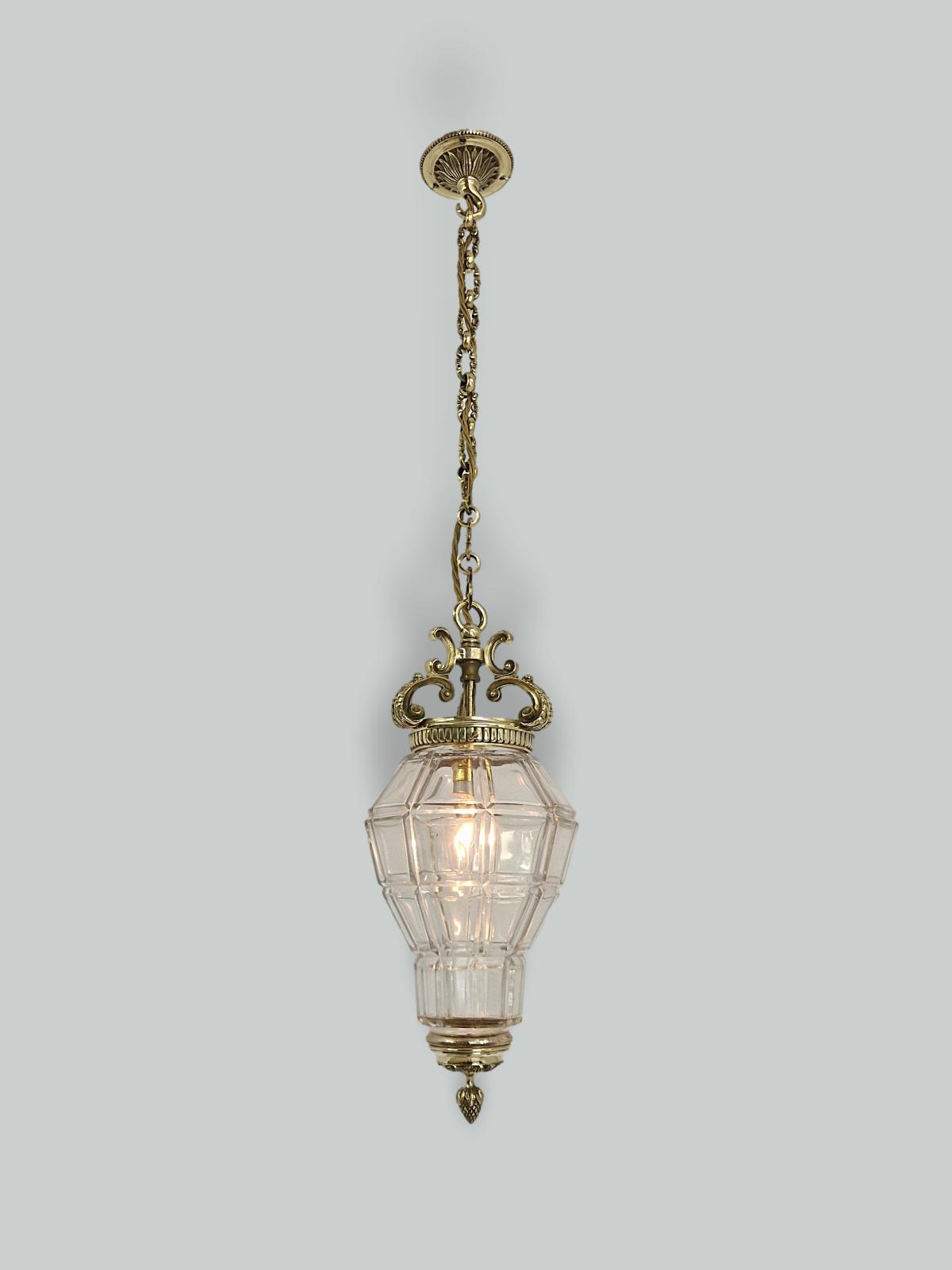 Style of Escaré & Danelle | Brass "Versailles" Prism Lantern | England Early c.20th