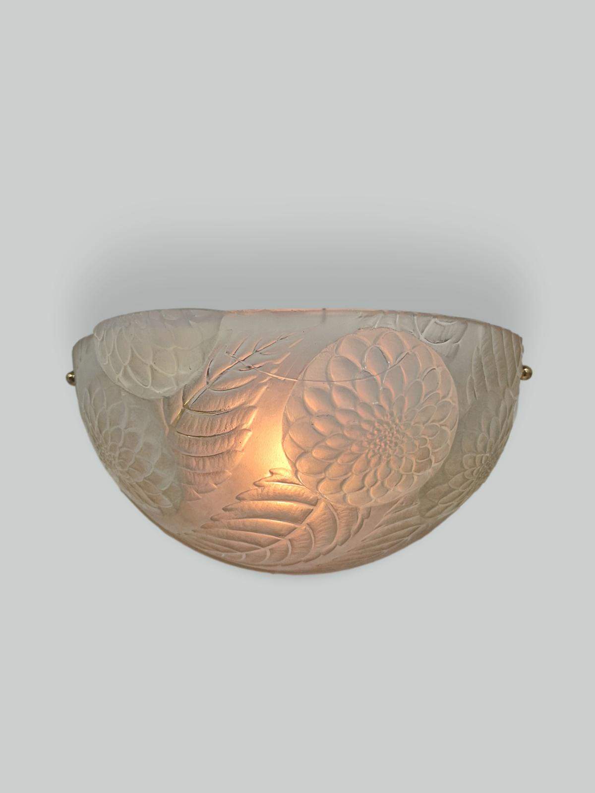René Lalique | "Dahlia" Opalescent Wall Light | France c.1925