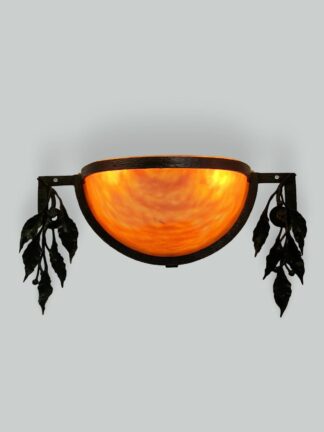 Daum Frères, Nancy | 2 Wrought-Iron & Pate-de-verre Wall Lights | France c.1925