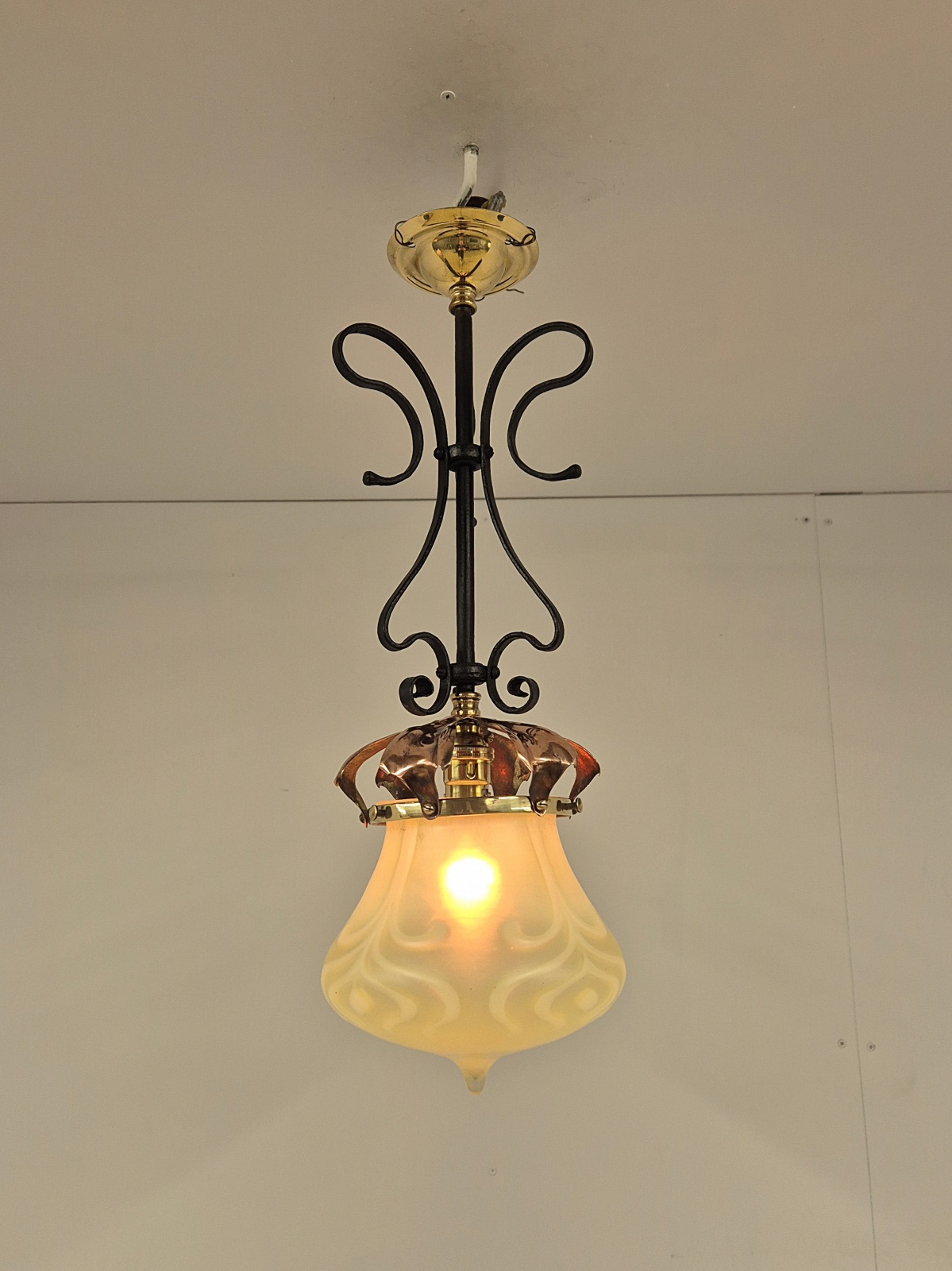 John Walsh Walsh | Vaseline-glass Arts & Crafts Lantern | England c.1900 - Image 2