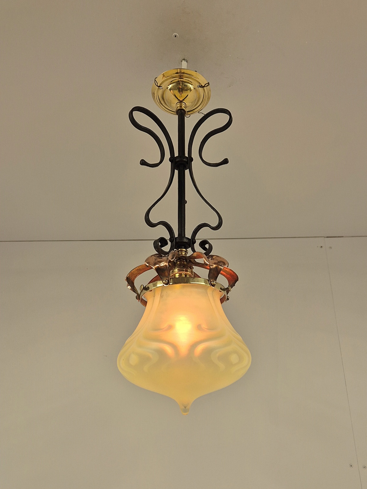 John Walsh Walsh | Vaseline-glass Arts & Crafts Lantern | England c.1900 - Image 4