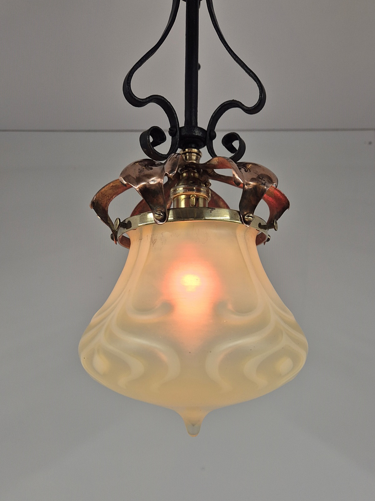 John Walsh Walsh | Vaseline-glass Arts & Crafts Lantern | England c.1900 - Image 6