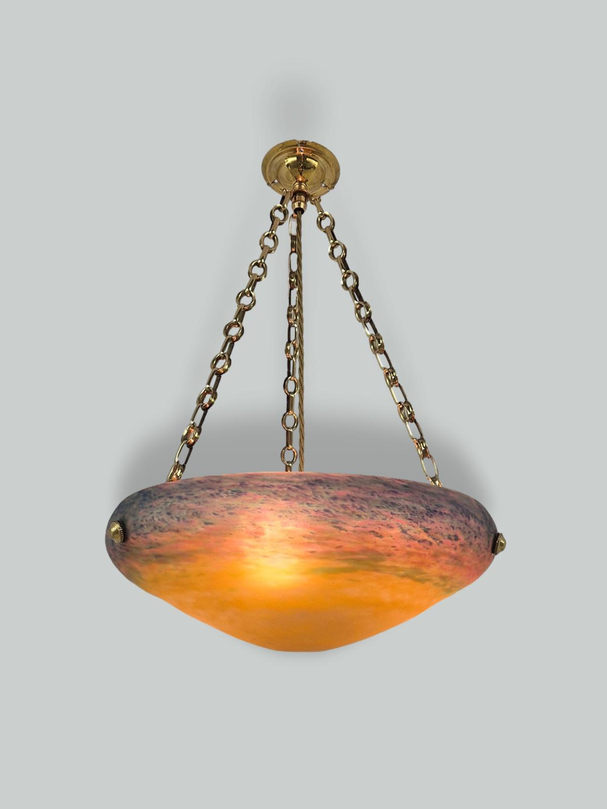 Muller Fréres, Luneville | Pate-de-verre Plafonnier | France c.1930