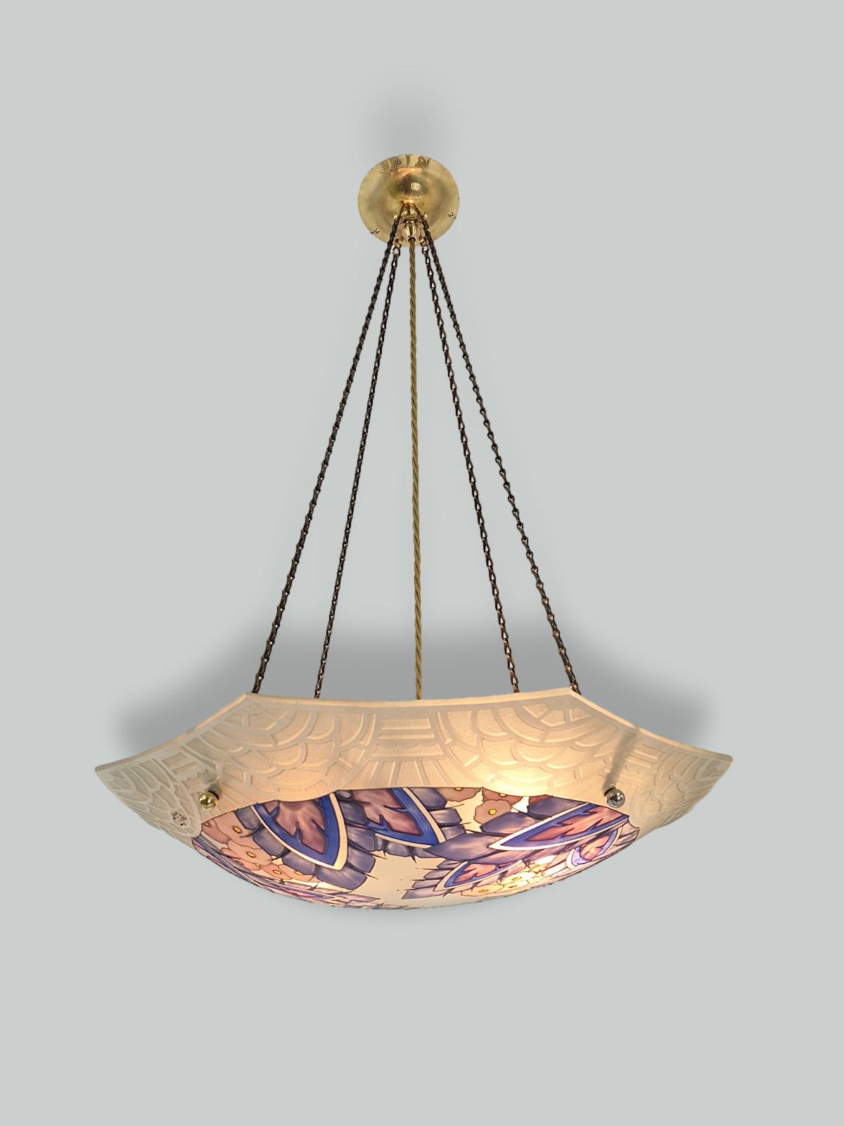 Loys Lucha, Paris | Polychrome-Enamelled Plafonnier | France c.1930