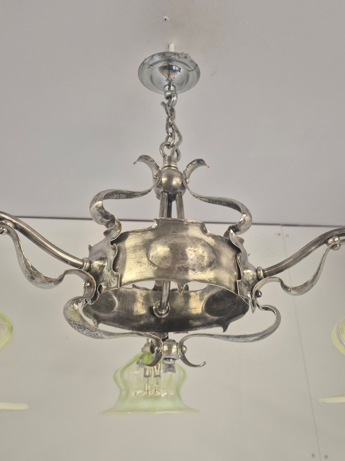 Unsigned | Silver-plated Arts & Crafts Elelectrolier | England c.1900 - Image 10