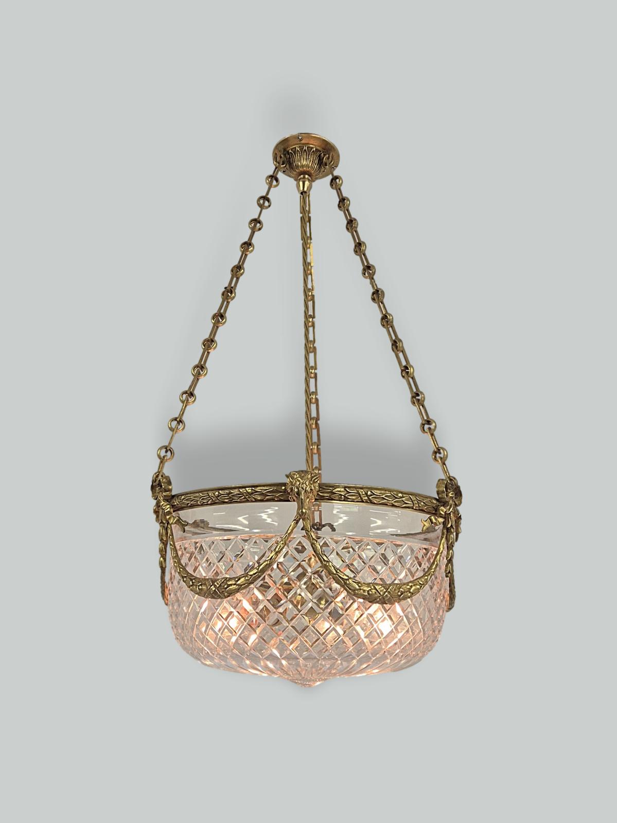 F & C Osler, Birmingham | Cut-Glass Neo-classical Plafonnier | England c.1910 | SOLD